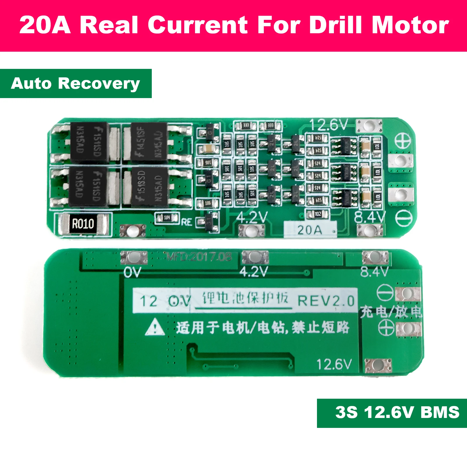 Módulo DIY de PCB para Bateria de Lítio 18650, BMS 3S 20A 12.6V, com Proteção contra Curto-Circuito, Recuperação Automática e Proteção contra Sobrecarga de Alta Corrente, para Furadeiras Elétricas