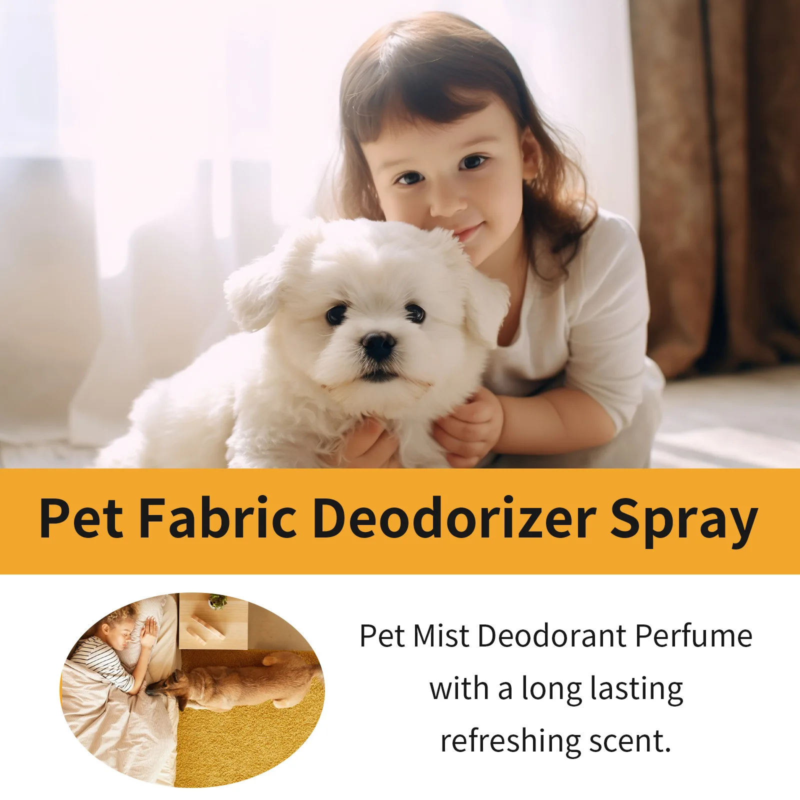 120ml Natural Pet Deodorant Spray with Fresh Scent - Urine Smell Eliminator & Dog Body Odor Remover, Pet-Safe Odor Neutralizer