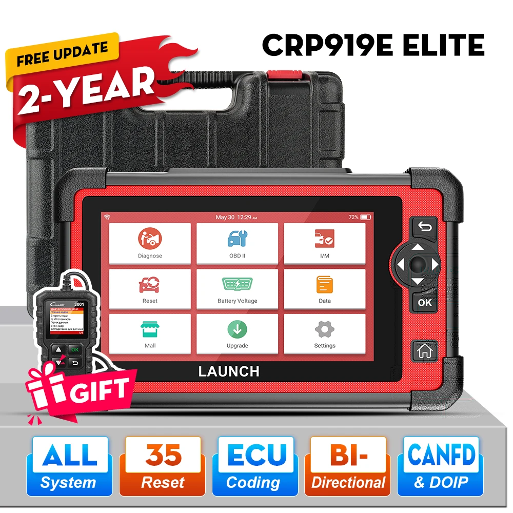 LAUNCH X431 CRP919E Elite OBD2 Scanner Bidirectional Scan Tool CANFD & DoIP with ECU Coding 31+ Service FCA Autoauth All System