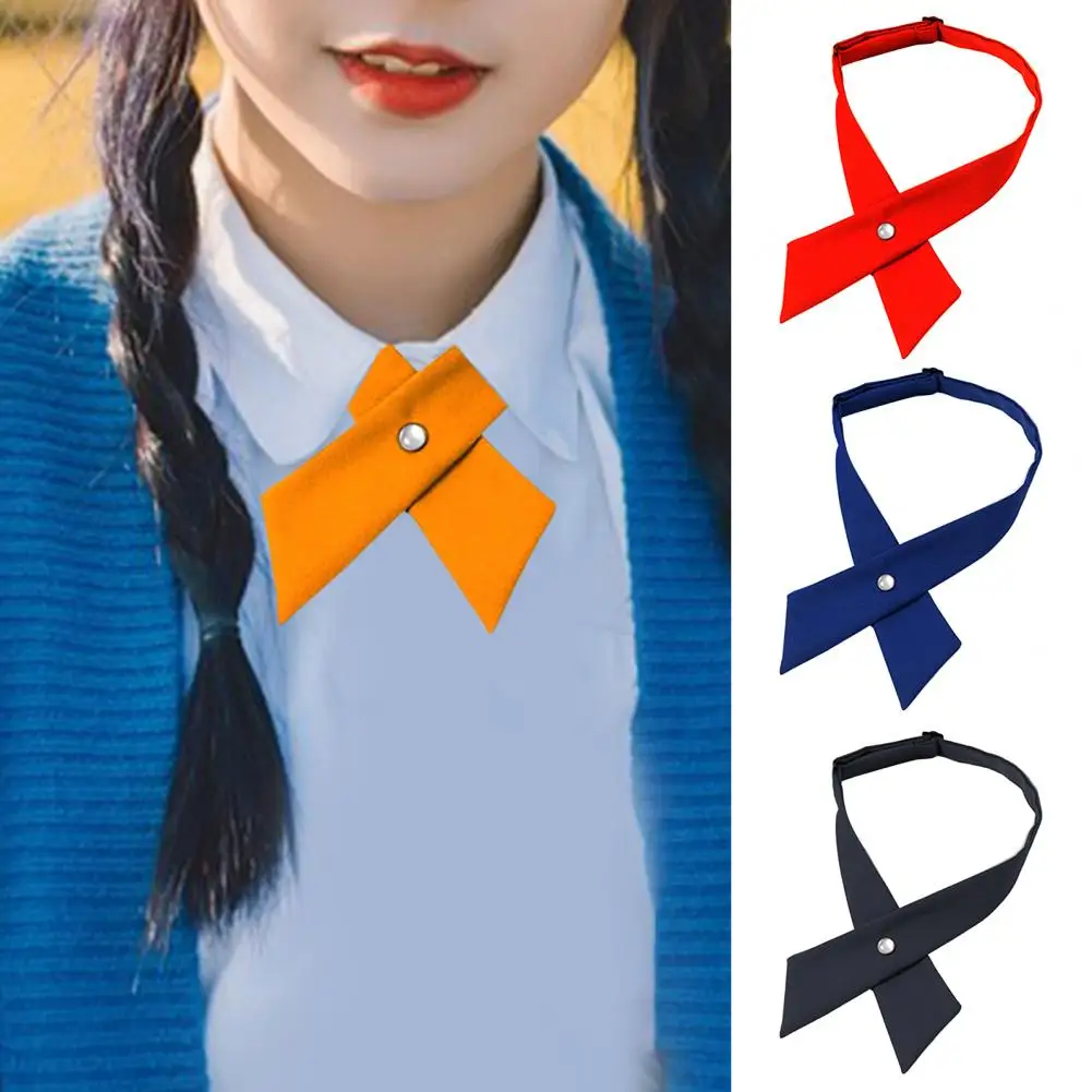 Women Shirt Tie Easy Buckle Fastening No-tie Bow Ties Criss-Cross Design Neck Tie Graduation Work Uniforms Student Tie