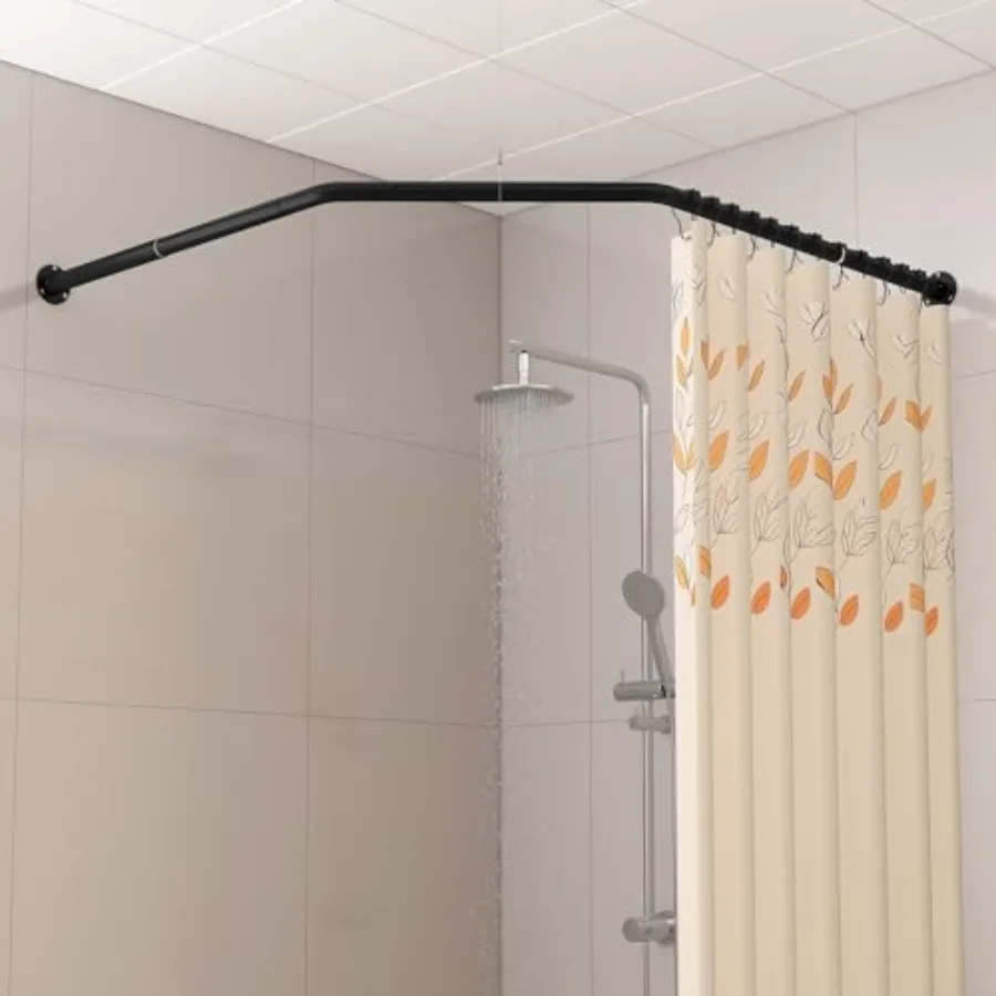 

Diamond Shaped Corner Shower Curtain Rod [Both Sides: 22"-34.8" Middle: 28"-43.7"] Adjustable Heavy Duty Angled Shower Curtain