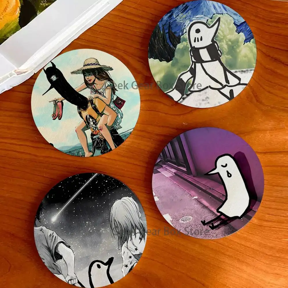 

G-Goodnight P-Punpun 2D Pattern round Wooden Coaster Decorative Coffee Cup for Use in Coffee Shops Bars Wine Beer Establishments