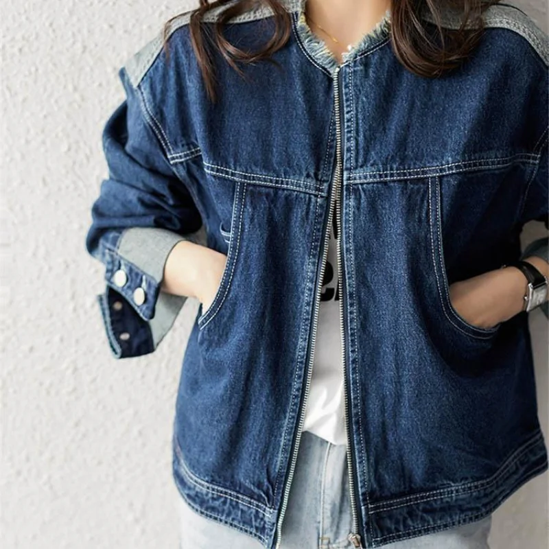 Fall Clothing Blue Womens Jean Jackets 2024 Autumn Coats Elegant Demi-season Woman Coat Spring Winter Denim Jacket High Quality