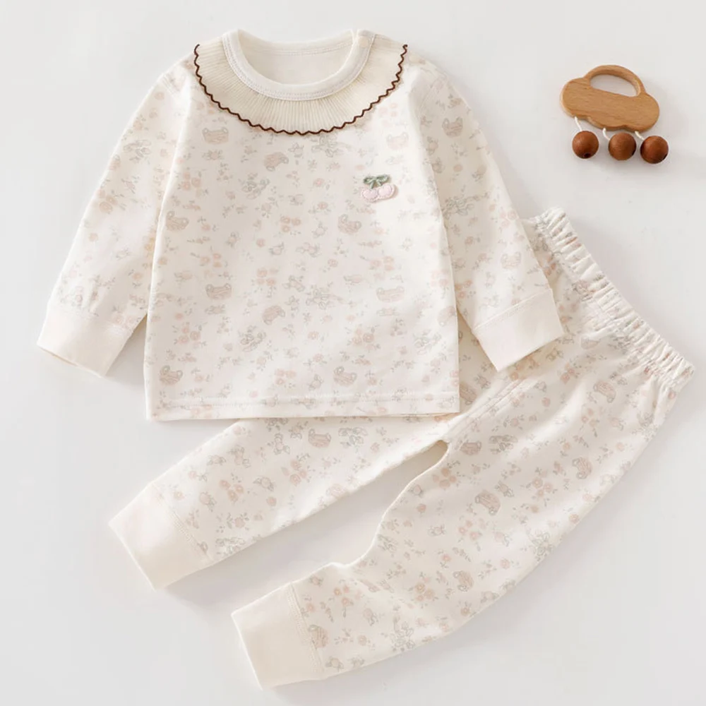 Baby Boy Outfits Combed Cotton Long Sleeve Tops Pants Two Pieces Spring Autumn Infant Girl Clothing Sets