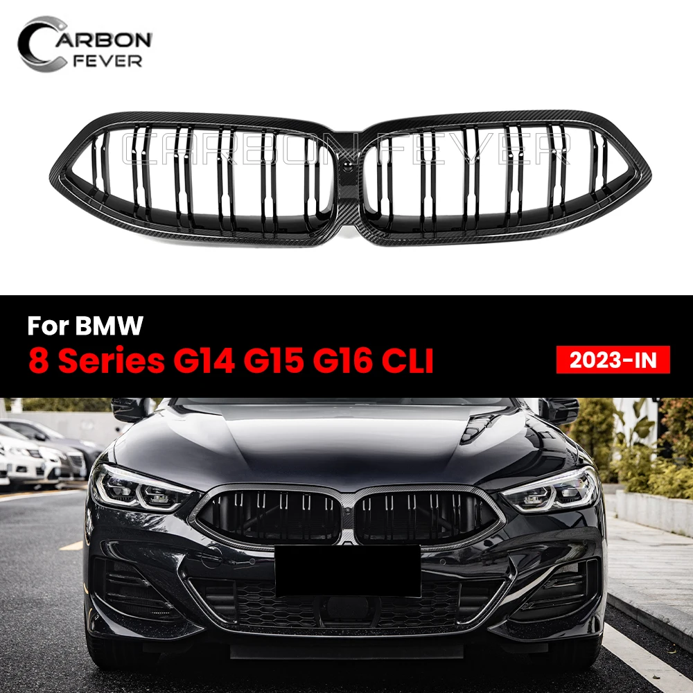 

Real Dry Carbon Fiber Front Bumper Kidney Hood Grille For BMW 8 Series G14 G15 G16 2020-IN Car Accessories Double Slat Grills
