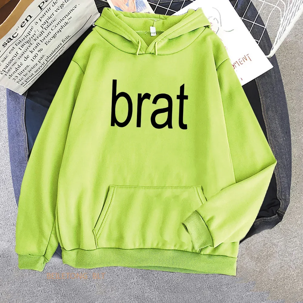 Charli XCX Brat Green Hoodies 2024 Album Graphic Printing Sweatshirts Streetwear Roupas Femininas Long Sleeve Women Sudaderas