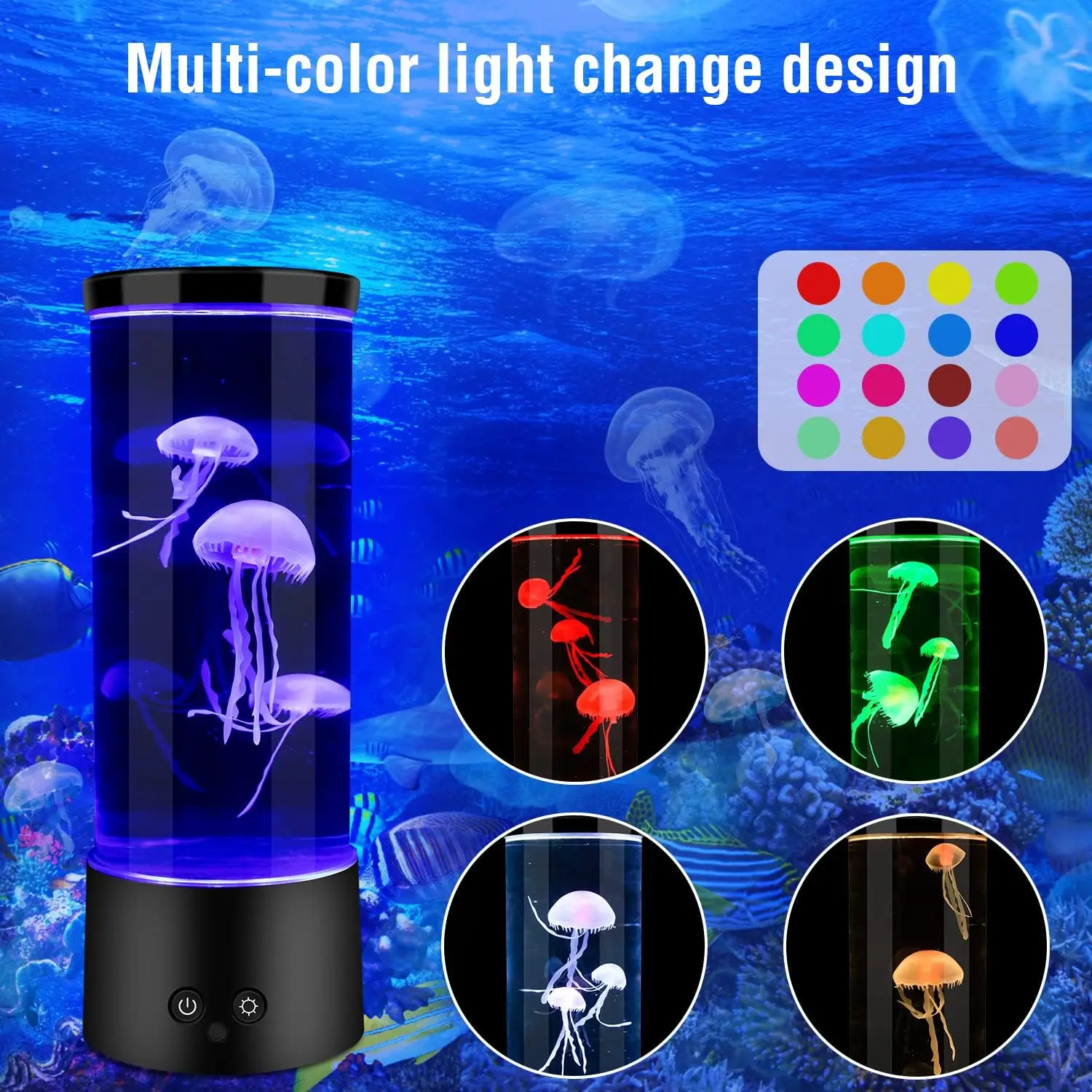 

(Fba Warehouse) Jellyfish Lamp, 16 Color Changing Lamp Jellyfish Lamp, Jellyfish Aquarium Lamp, Jelly Fish Lamp Tank Night Lamp, Emotional Lamp, Bedroom Table Lamp