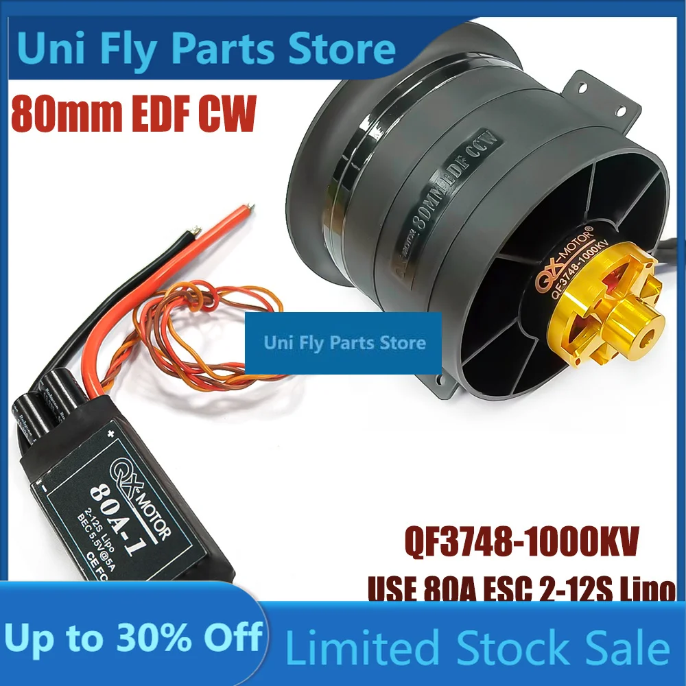 UniFlyQX-MOTOR 70mm 80mm EDF 12 Blades Ducted Fan With Brushless Motor Use 80A 100A 120A 160A ESC For RC Multiaxis Jet Plane Par