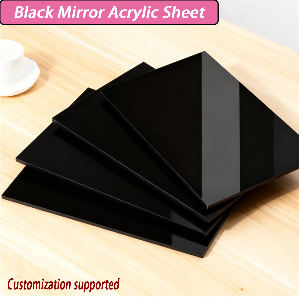

Black Mirror Acrylic Sheet - Reflective Acrylic Plate Custom Fish Tank Bottom Base Background Partition Organic Glass