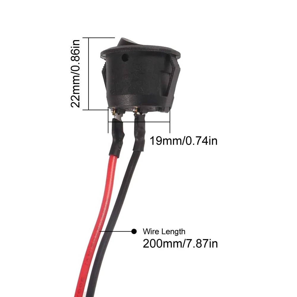 5Pcs Circle Rocker ON/Off interruttore SPST 20mm Mini 12 Volt interruttore a levetta 12 V per auto Automotive RV 2 Pin interruttore cablato On Off