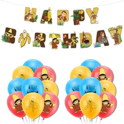 Monkey Birthday Decoration Monkey Happy Birthday Paper Garland Banner Monkey Latex Balloons for Kids Jungle Theme Baby Shower