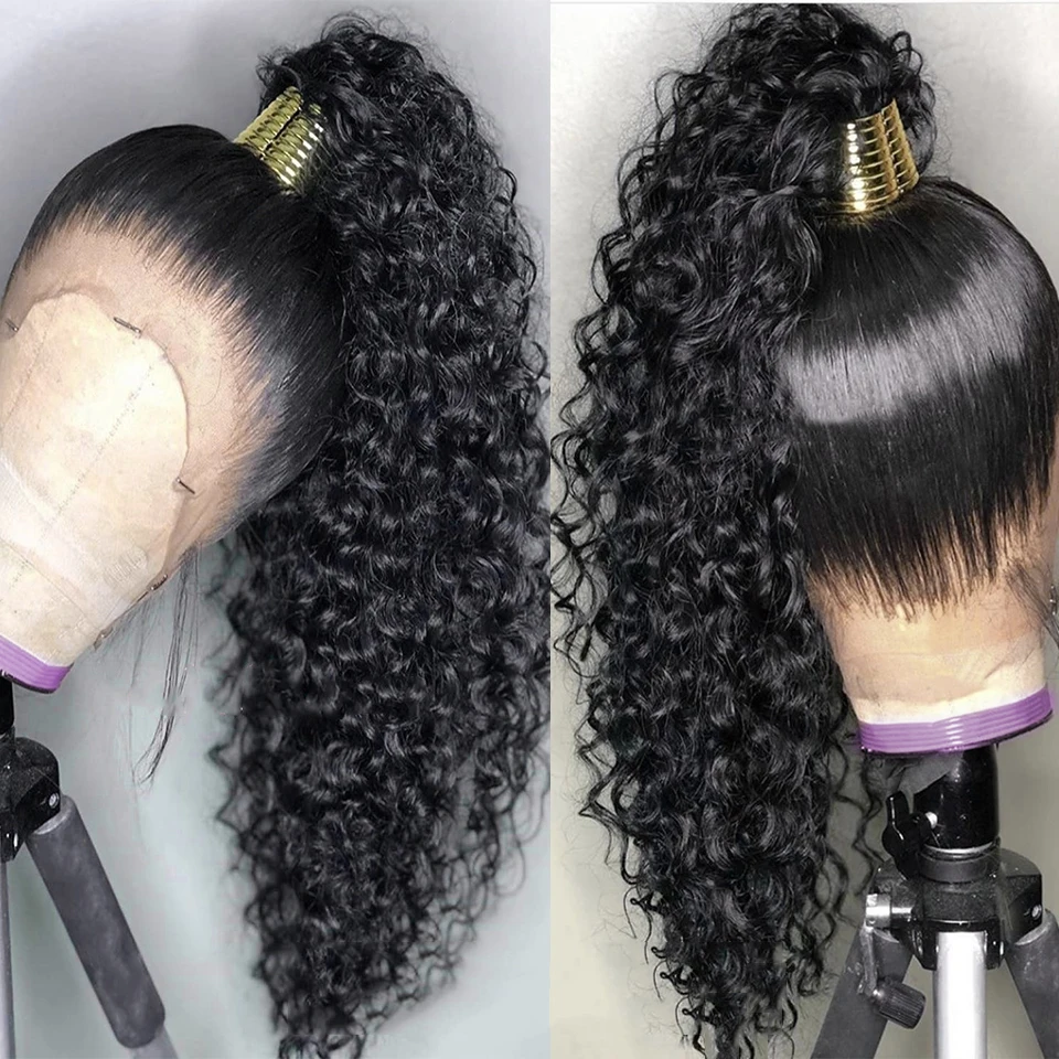 Soft 180Density 26“ Long Kinky Curly Natural Black Lace Front Wig For Women Babyhair Preplucked Heat Resistant Glueless Daily