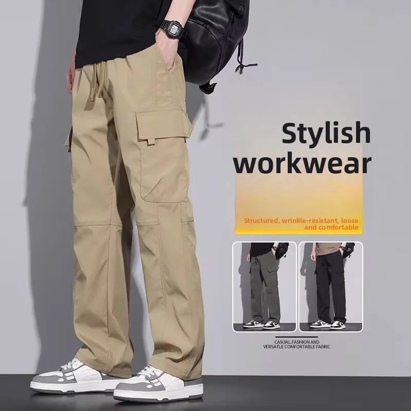 

Men's Casual Workwear Pants Khaki Straight Leg Large Size Comfortable Autumn Winter Sports Youth Trousers Casual Pants