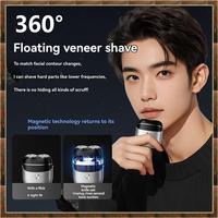 Top Sale Electric Shaver Beard Razor Mini Portable Magnetic Shaver Head Pocket Size Men Dark Grey