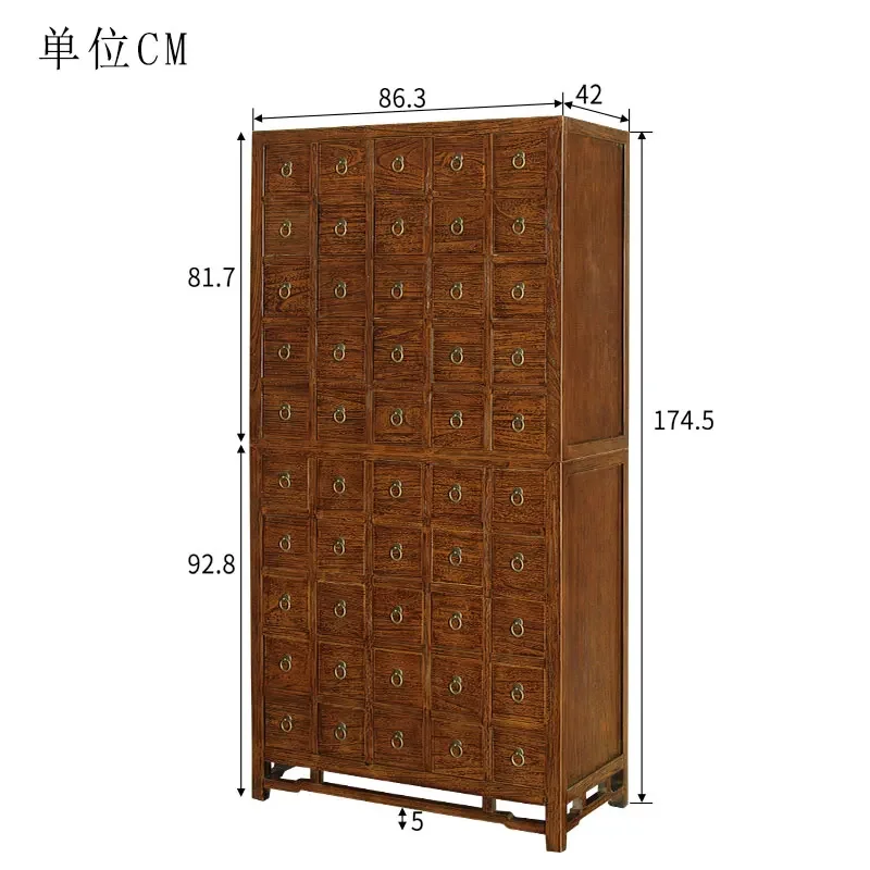 

Solid wood traditional Chinese medicine cabinet manufacturer Household economical three-grid three-bucket herbal medicine cabin