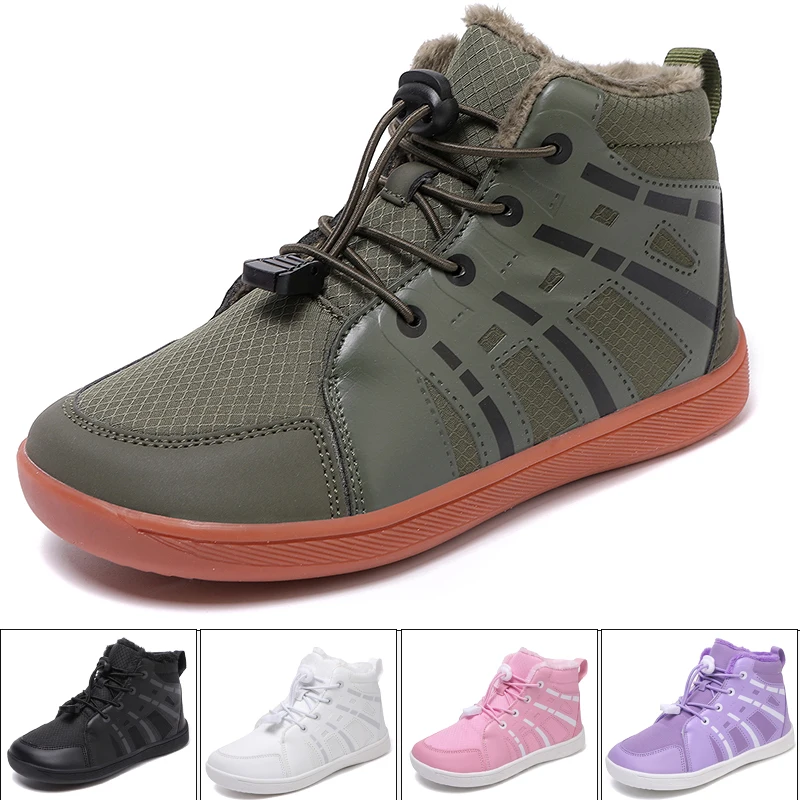 

New winter Children's high top cotton boots rubber sole Snow boots keep warm and prevent slipping Wide last casual shoes