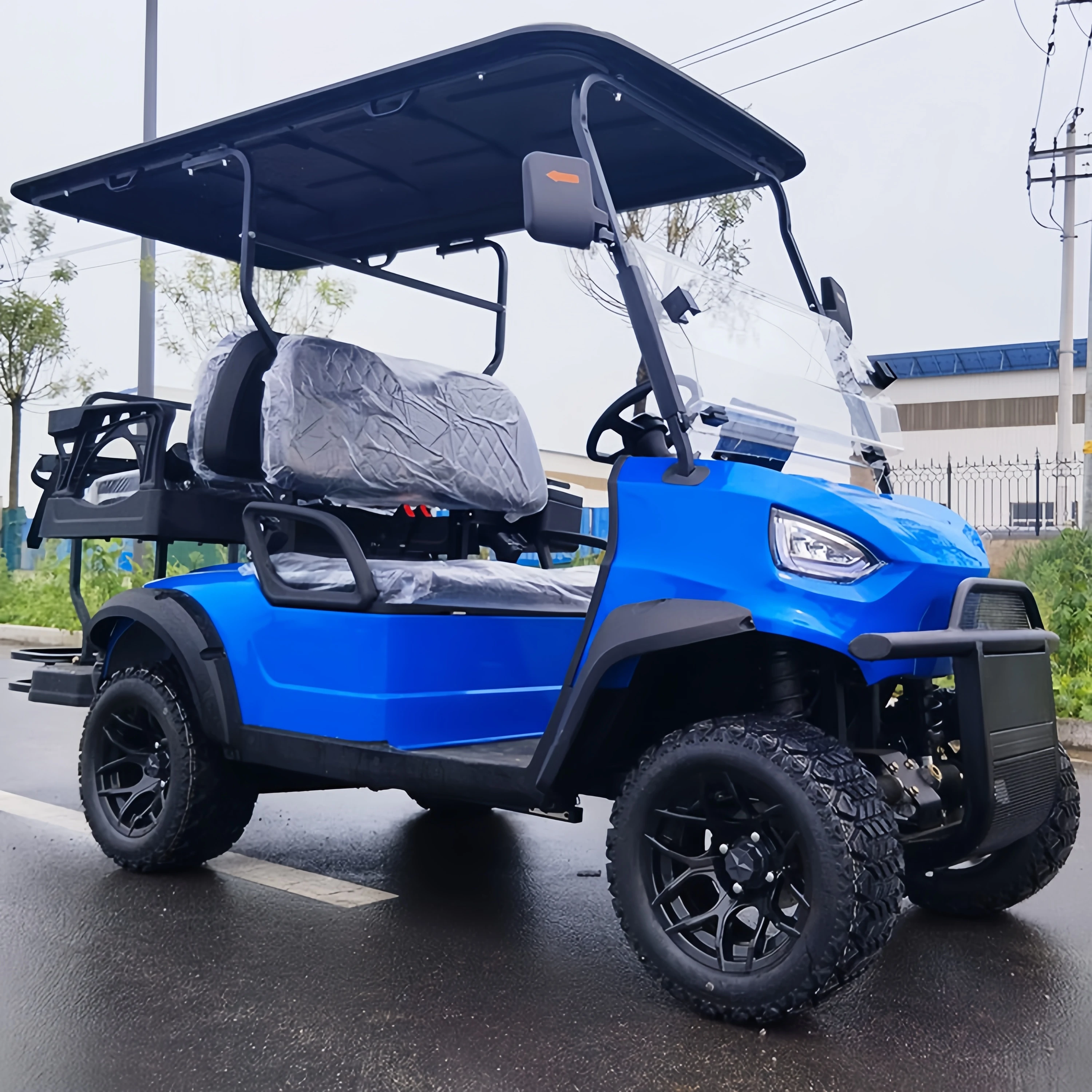 Customized Lifted Electric 4x4 Golf Cart 6 Seat Dune Buggy with Utility Box Led Screen Music