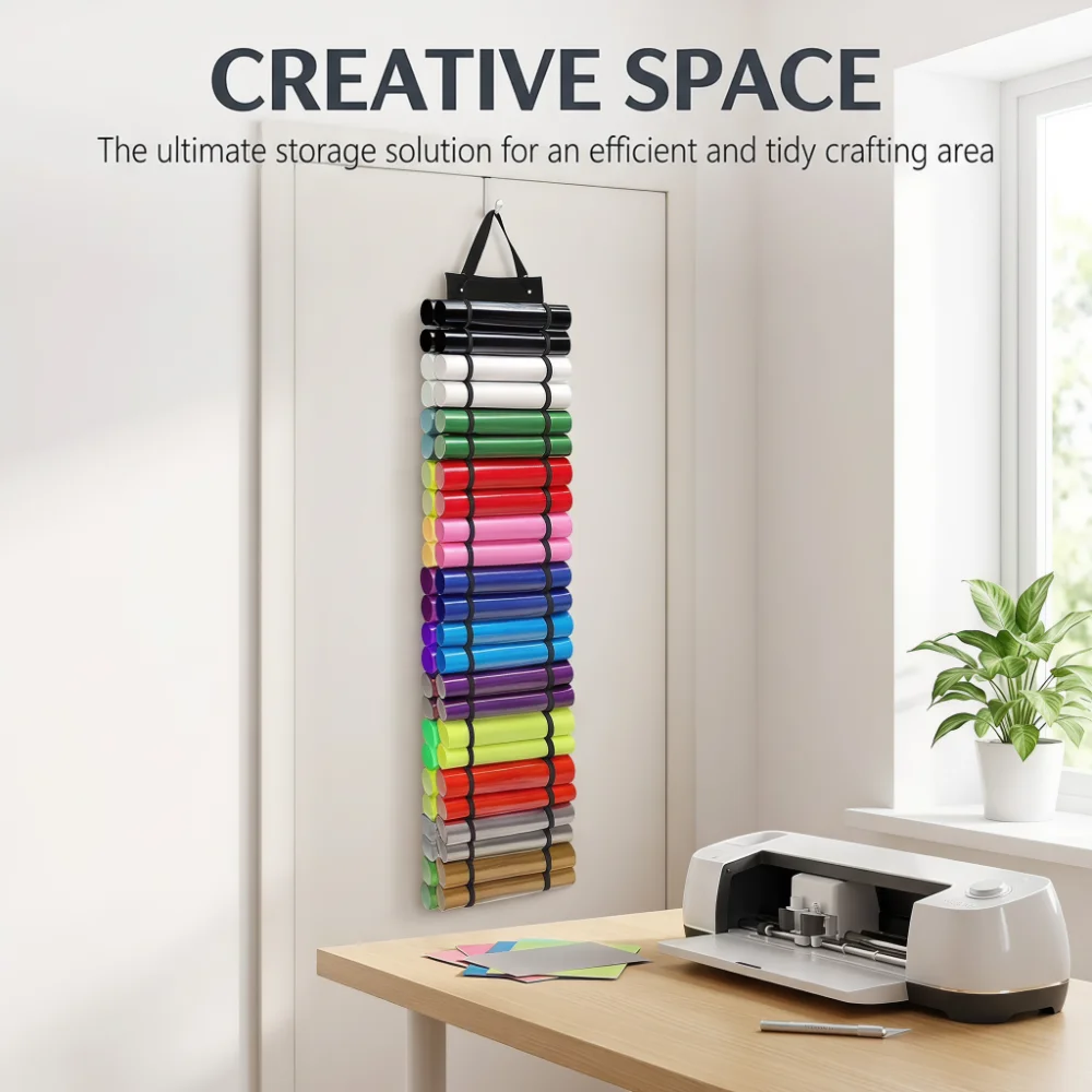 Dustproof Hanging Bag 48 Grid for Heat Transfer Film Roll Tube Lettering Vinyl Storage Solution