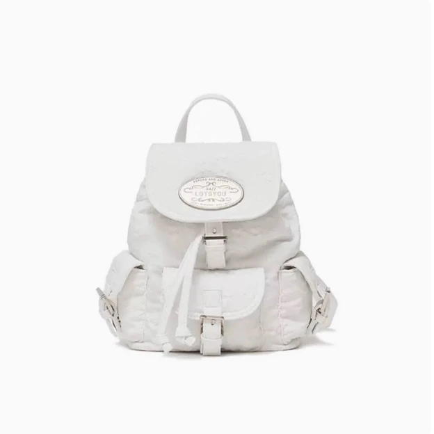 Casual Embroidered Dstring Bapa Multi-ket Student oulder Bag Youth Commuter Sle Zipper Closure ex