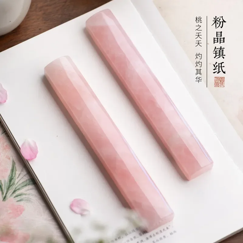 Natural Rough Stone Paperweight Crystal Ruler for Calligraphy Practice Elegant Desktop Ornament Unique Gift for Girlfriend