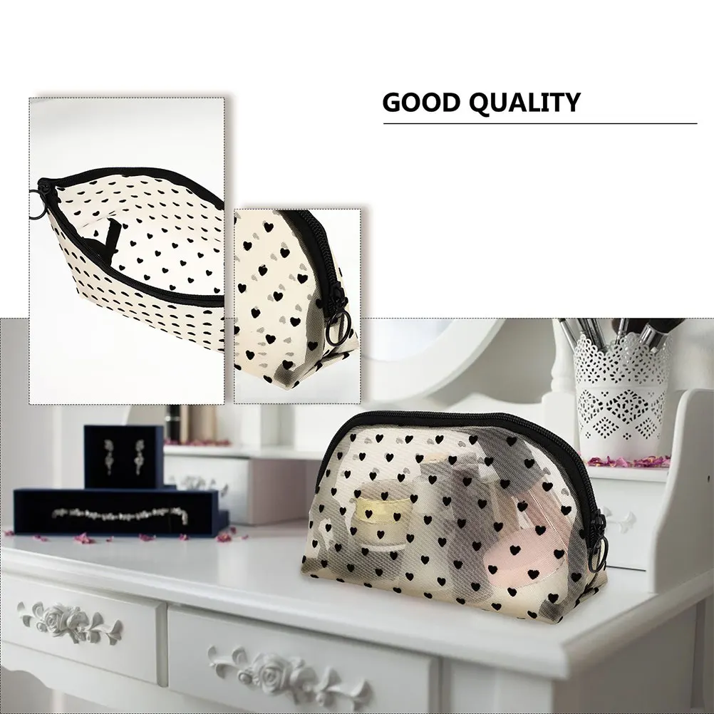 

2pcs Love Organizer for Women Makeup Toiletry Pouch Storage Bag Durable Nylon Flocking Material Travel Beauty