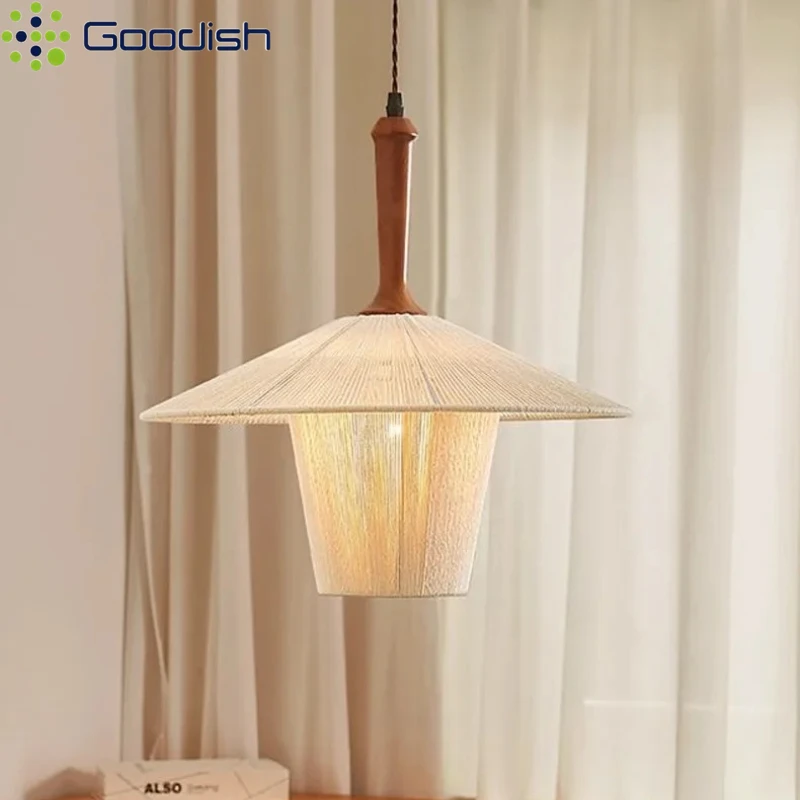 خمر اليابانية وابي سابي اليدوية خشب متين أضواء السقف حبل القنب مصابيح للعيش الطعام بار ديكور المنزل الروطان الثريا