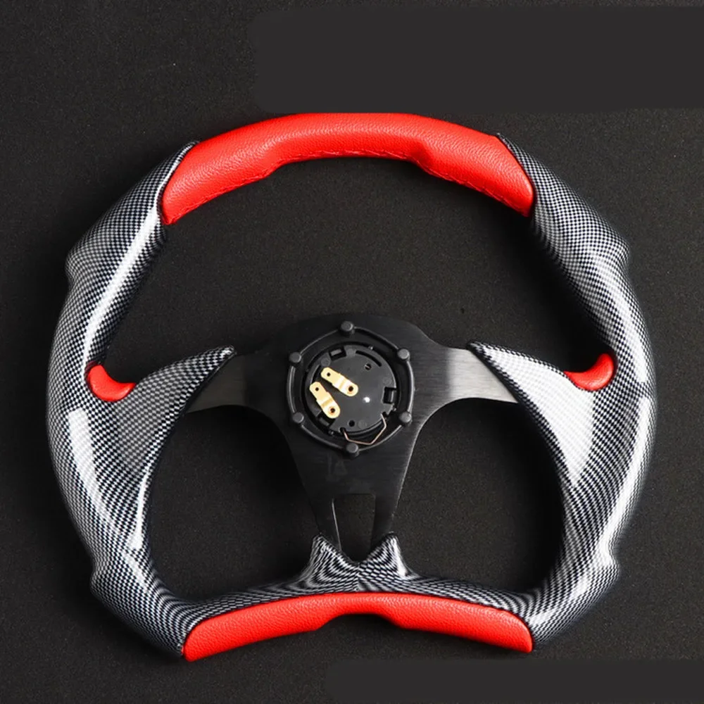 Red 14 inch Car Modified semicircle carbon fiber PVC steering wheel modified racing sports car 5117 universal steering wheel