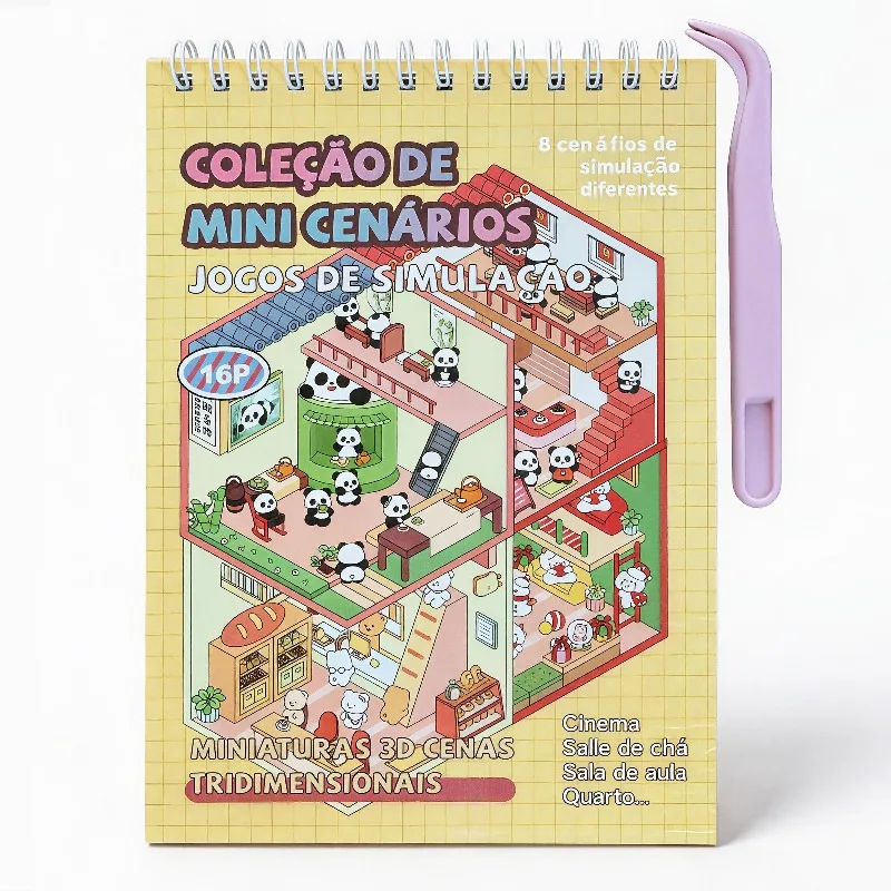 3D Scene Sticker Book Includes 8 Different Miniature Scenes Suitable for DIY Mini Houses Planner Decoration Good Gift Choices