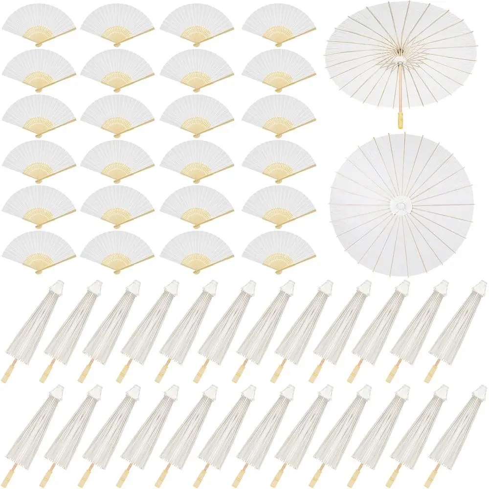 

48 Pcs 33'' Paper Umbrellas 8'' Paper ans Decorative Chinese Japanese Parasol DIY Painting Crats or Wedding Bridal Party avor Ph