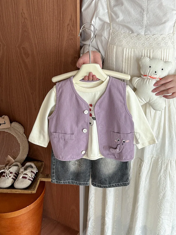 

Single Layer Baby Vest2025Autumn New Boys' Cartoon Print Sleeveless Vest for Boys aClass