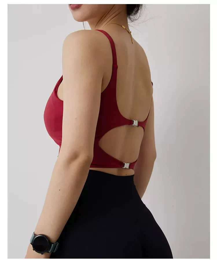 

High Intensity Yoga Suspenders One-piece Cup Shockproof Breathable E Beautiful Back Gym Top With Chest Padding Sports Bra