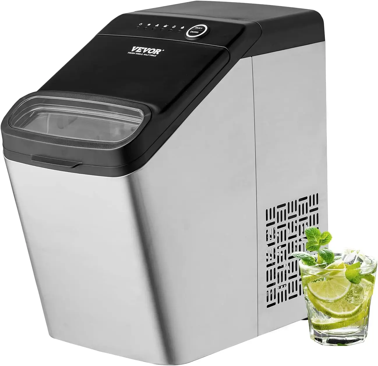 Self-Cleaning Bullet Ice Maker, Colher e Cesta para Casa, Cozinha, Escritório, PartyIce Machine, 33lbs em 24Hrs, 2 Tamanhos