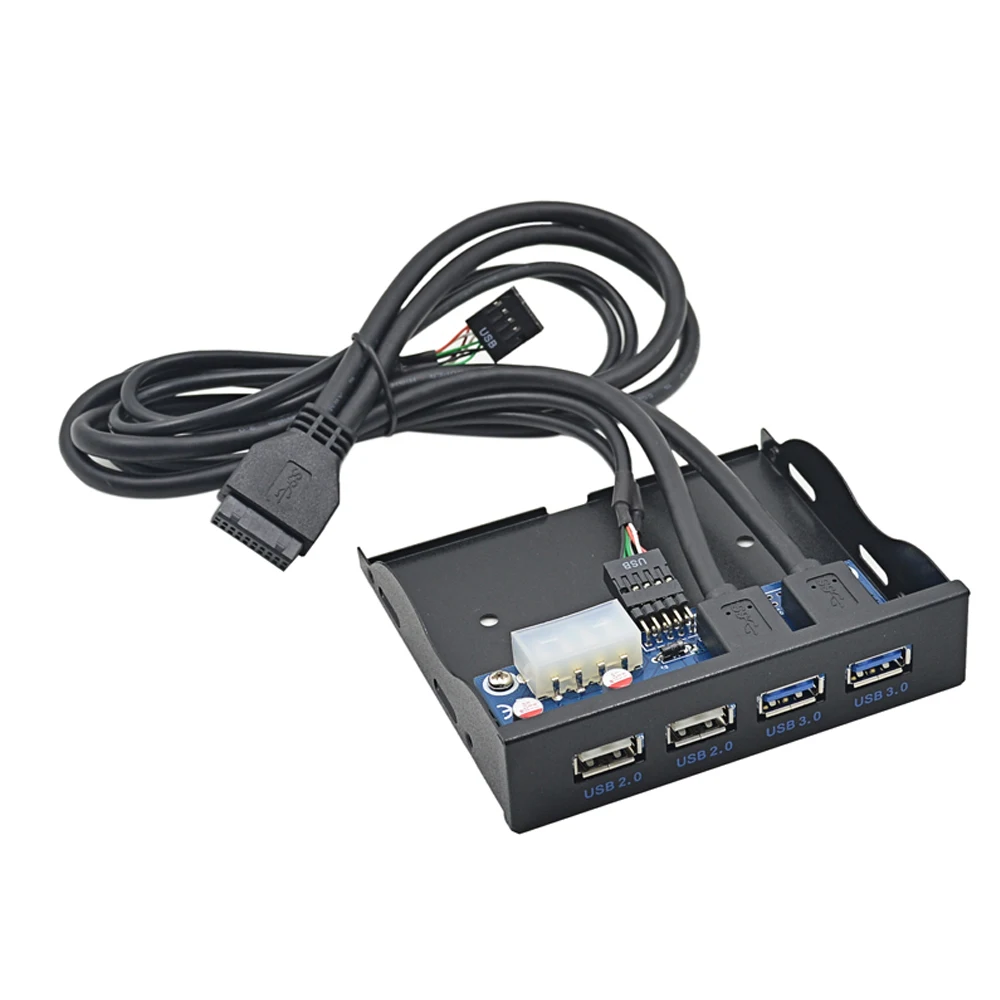 BTBcoin-HUB USB 2,0 3,0, de 4 puertos Panel frontal, divisor USB 3,0, adaptador de soporte combinado interno para escritorio, Bahía flexible de 3,5 pulgadas