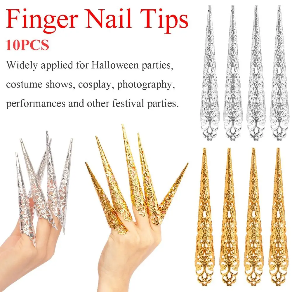 10Pcs Indian Thai Dance Peacock Dance Prop Dance False Nail False Nail Finger Jewelry Finger Nail Tip