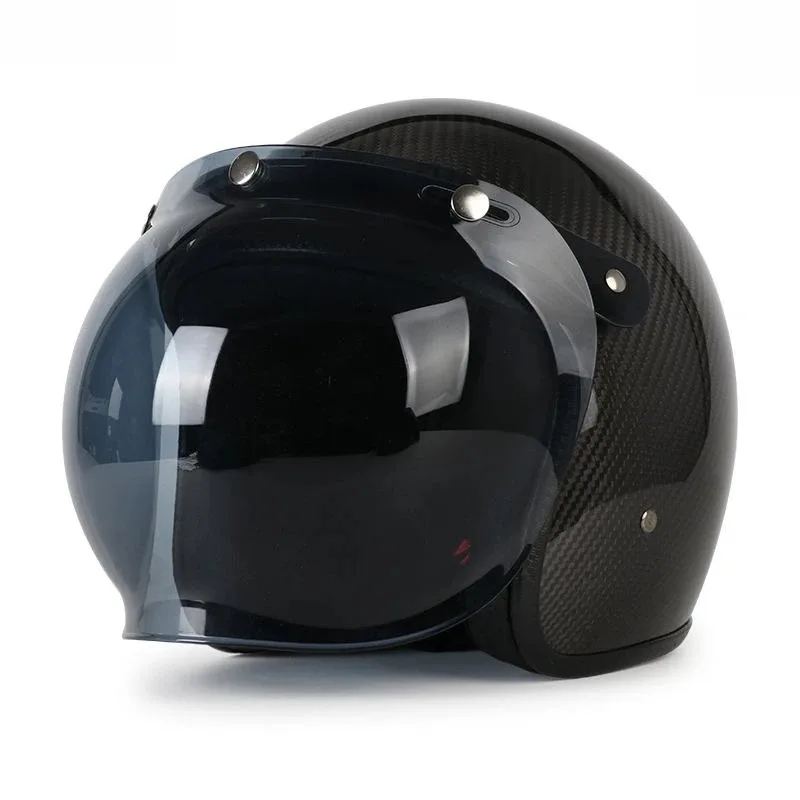 High Quality Gloss Carbon Fiber 3/4 Open Face Motorcycle Helmet Comfort Fit Design for Short Journey Street Ride