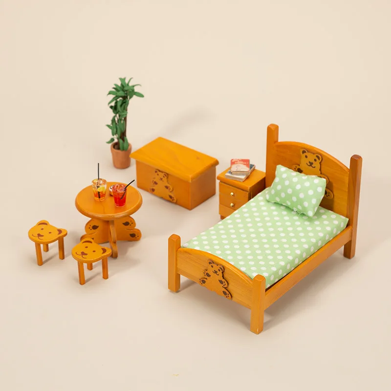1:12 Dollhouse Miniature Food Toys Bear Furniture Set Kids Room Scene Photography Decor