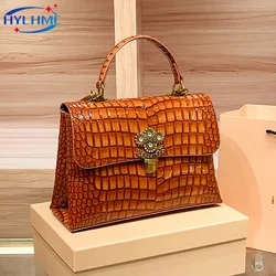 Stone Pattern Leather Women Handbags 2024 New Luxury Fashion Buckle Portable Shell Bag Ladies Shoulder Crossbody Bags