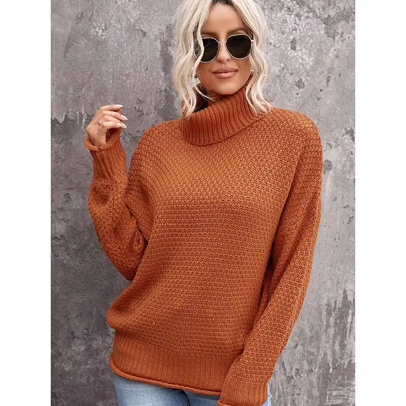 

Women's Winter Turtlene Sweater New Color Casual Loose Fit Long Sve Thiened Color Cleanfit Sle Knittedwear