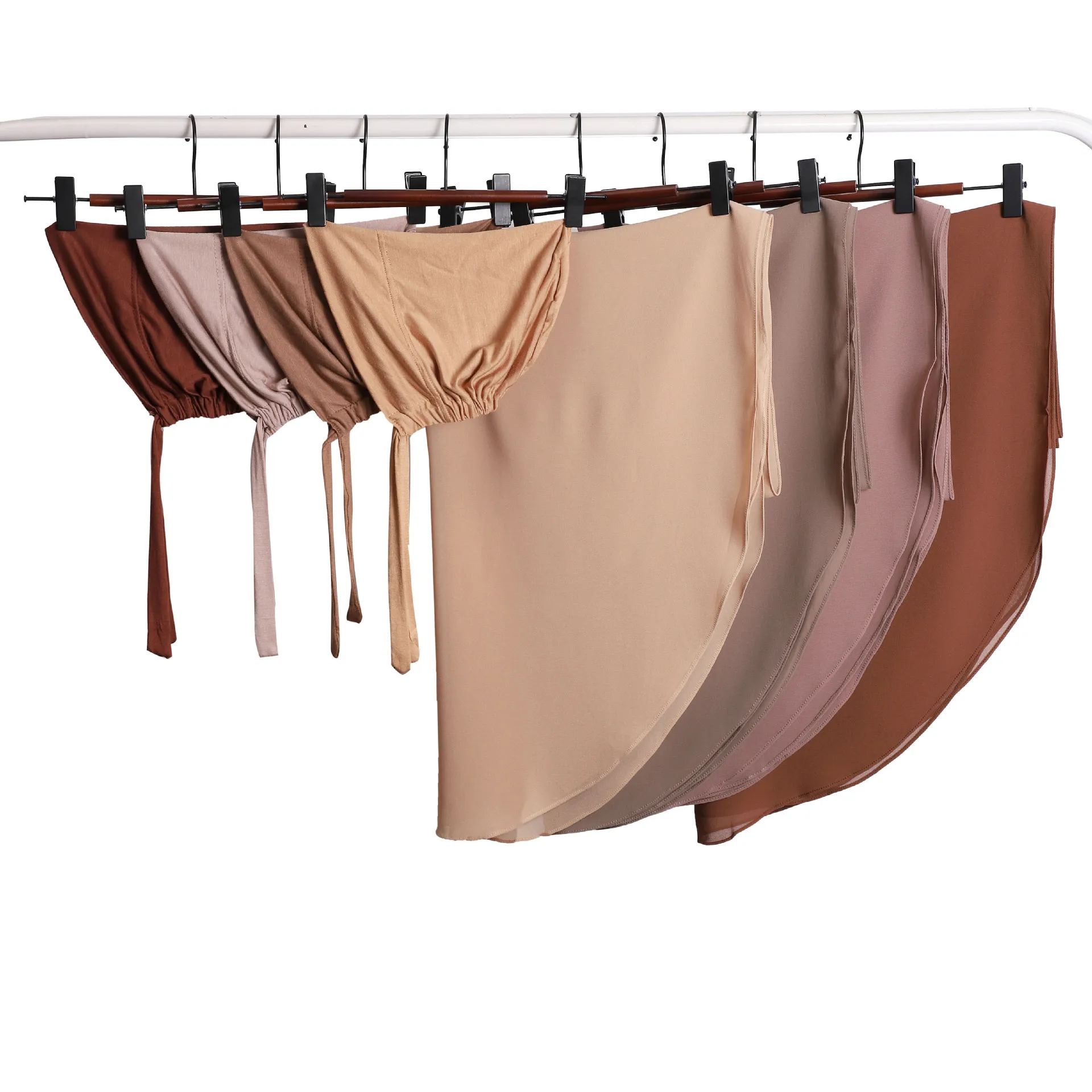 

2pcs Muslim Hijab Long Chiffon Scarf Jersey Inner Cap Set Shawls Wrap Turban Bonnet Underscarf Headscarf Bandanas Headband Hat