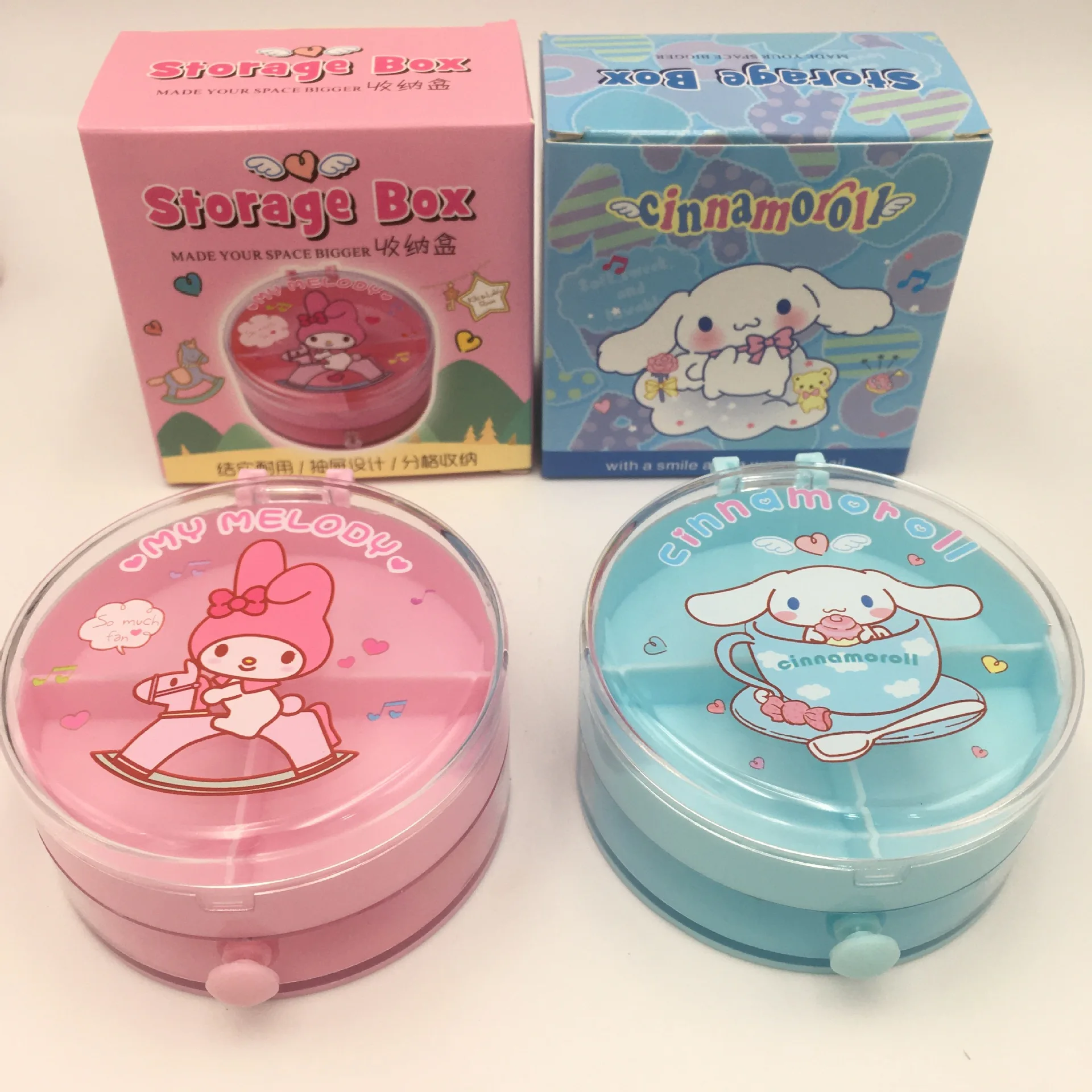 

Hot Sanrio Double Layer Storage Box Hello Kitty Cinnamoroll Desktop Drawer Storage Box Candy Box Manufacturer Direct Sales