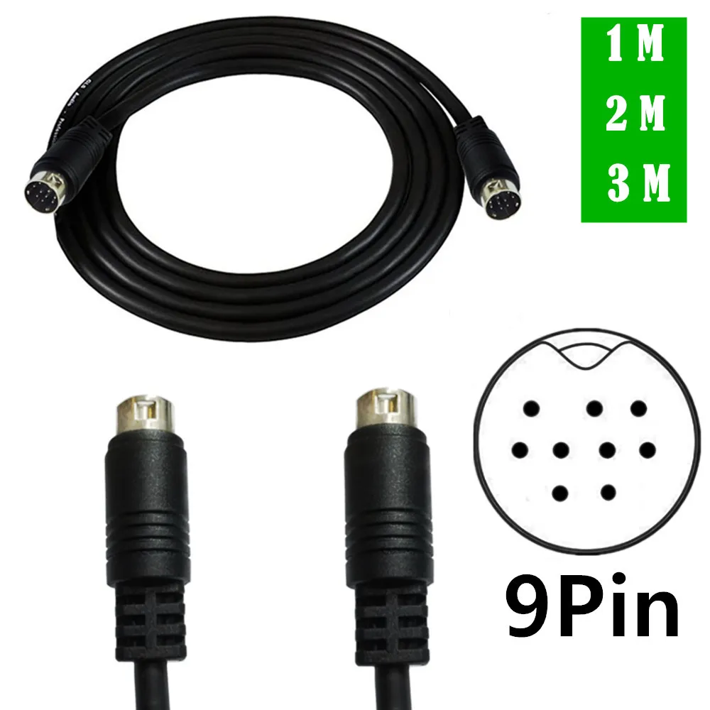 JavicTech 9Pin Mini DIN Extension Cable 9-Pin DIN Male to Male Adapter Extension Cable for Video Game Audio Equipment 1/2/3m 95A