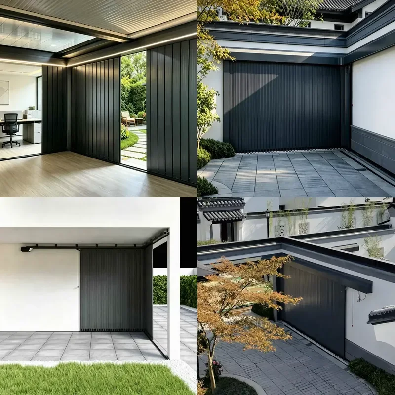 for Custom Aluminum Side Sliding Electric Garage Door with Finished Panels for Residential and Commercial Use