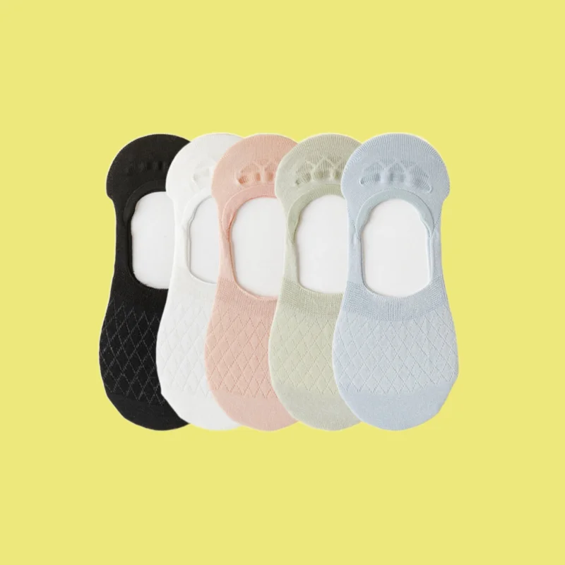 

3/10 Pairs New Fashion Women's Mesh Breathable Non-slip Sweat-absorbing Shallow Mouth Socks Invisible Socks No-fall Boat Socks