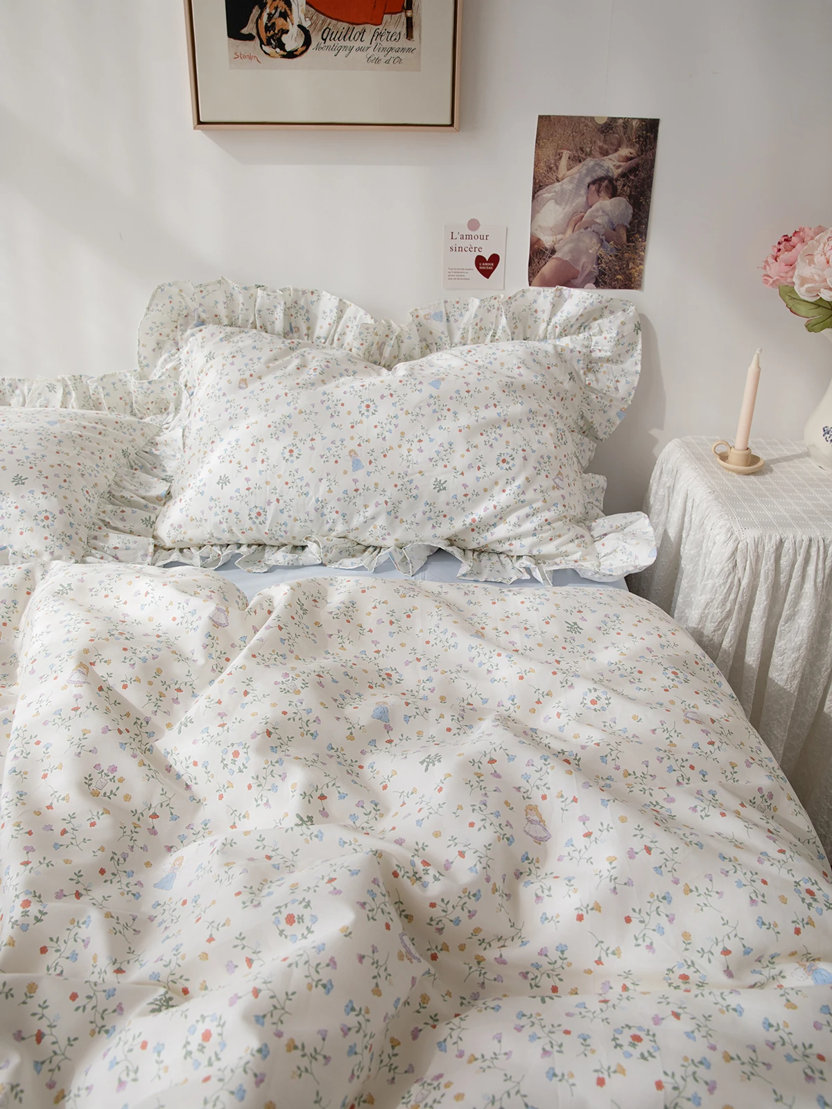 

Комплект постельного белья Lilys Fre Floral для девочек, 4 предмета, из чистого хлопка, с рисунком Snail Tower, для детей