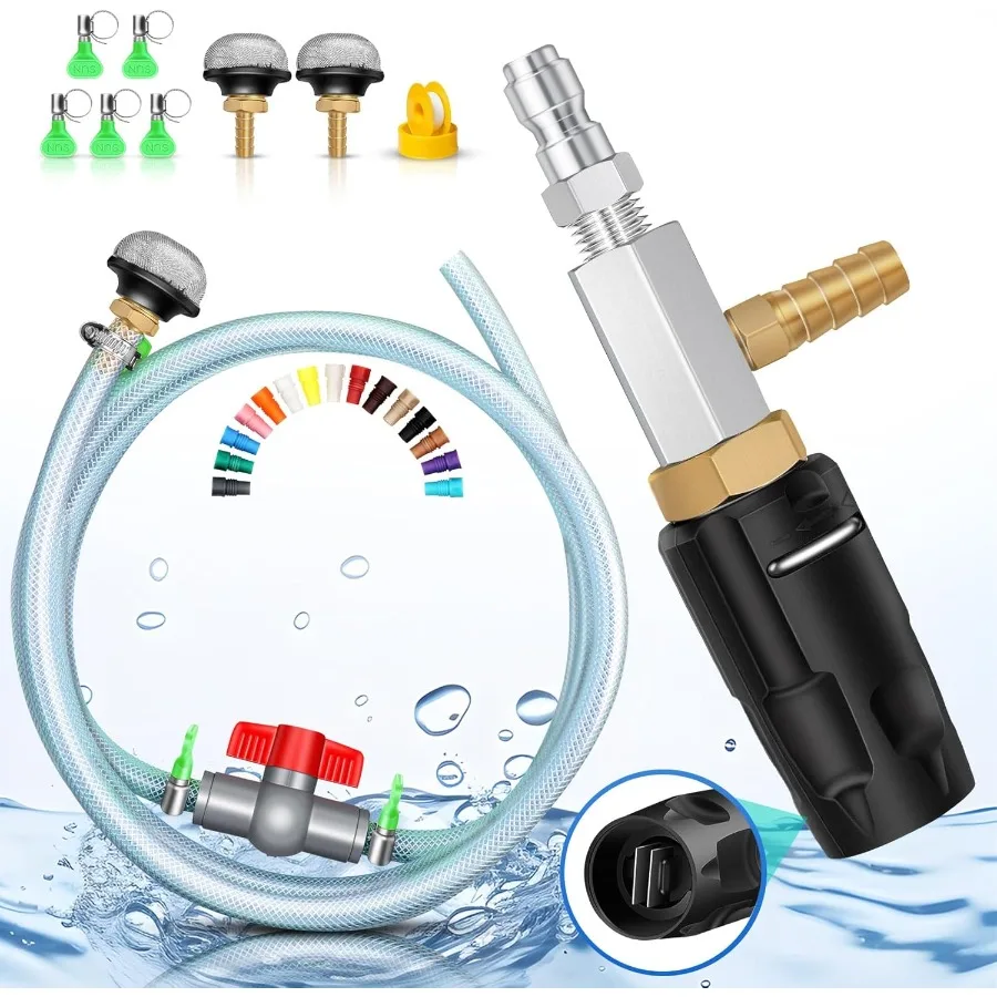 

Регулируемый комплект насадок для мойки высокого давления с увеличенной дальностью распыления, 4-4,5 галлонов в минуту, с быстроразъемным соединением 1/4 дюйма и комплектом для инжекции химикатов, расстояние распыления 40 футов