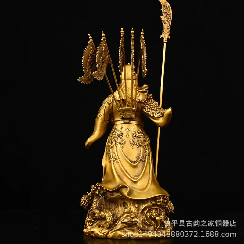 Huang Bronze Figurine Craft Nine Dragon Guan Gong Home Living Room Decoration Office Store Ornament