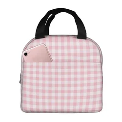 Babydoll Gingham Insulated Lunch Bags Waterproof Picnic Bags Thermal Cooler Lunch Box Lunch Tote for Woman Work Children School