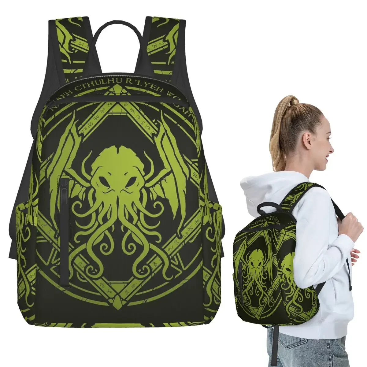 

Cthulhu - Lovecraft - Chant Design Backpack Student Boys Girls BookBag Kids School Bag Computer Shoulder Bags for Men Women
