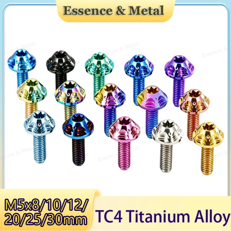Titanium Alloy Bolts Disc Head Body Screws M5x8/10/12/20/25/30mm Torx Bolts Suitable for Bicycles Motorcycles and Auto Parts