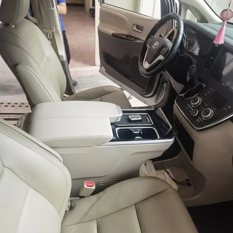 Sienna 2010-2020 XL30 Center Console Armrest Box with Wireless Charging USB Port LED Ambient Light Modification